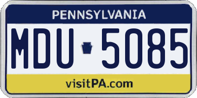 PA license plate MDU5085