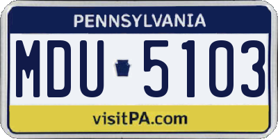 PA license plate MDU5103