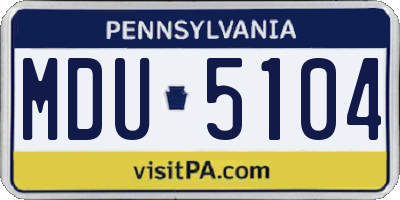 PA license plate MDU5104