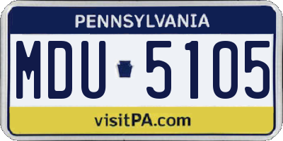 PA license plate MDU5105