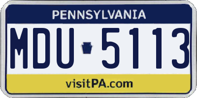 PA license plate MDU5113