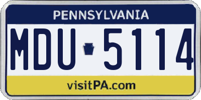 PA license plate MDU5114