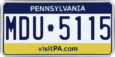 PA license plate MDU5115