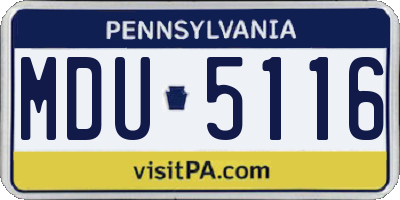 PA license plate MDU5116