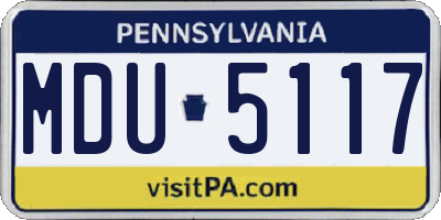 PA license plate MDU5117