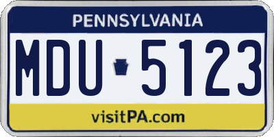 PA license plate MDU5123
