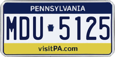 PA license plate MDU5125