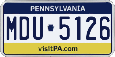 PA license plate MDU5126