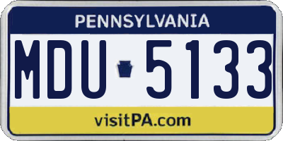 PA license plate MDU5133