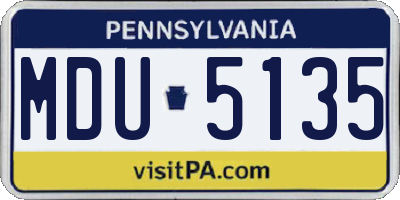 PA license plate MDU5135