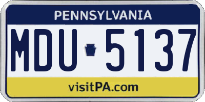 PA license plate MDU5137
