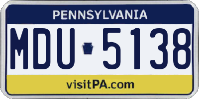 PA license plate MDU5138