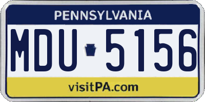 PA license plate MDU5156