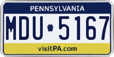 PA license plate MDU5167