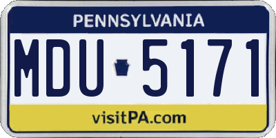 PA license plate MDU5171