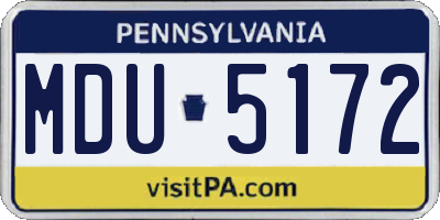 PA license plate MDU5172