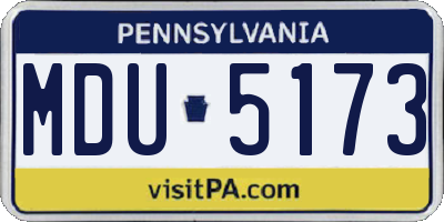 PA license plate MDU5173
