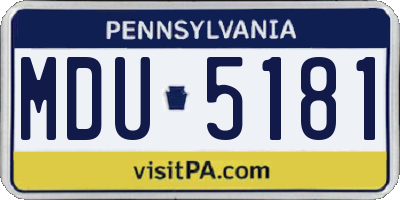PA license plate MDU5181