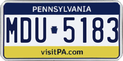 PA license plate MDU5183