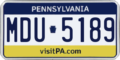 PA license plate MDU5189
