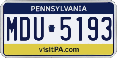 PA license plate MDU5193