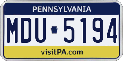 PA license plate MDU5194