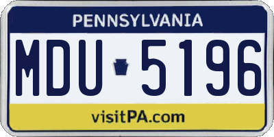 PA license plate MDU5196