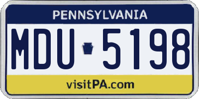 PA license plate MDU5198