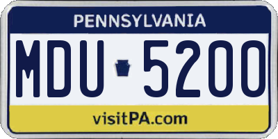 PA license plate MDU5200