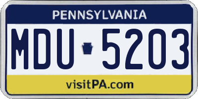 PA license plate MDU5203