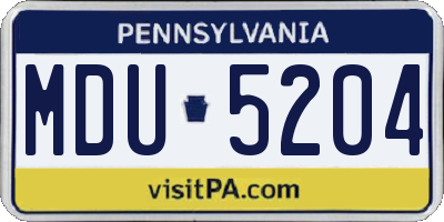 PA license plate MDU5204