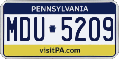 PA license plate MDU5209