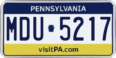 PA license plate MDU5217