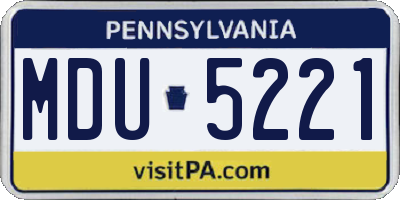 PA license plate MDU5221