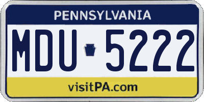 PA license plate MDU5222