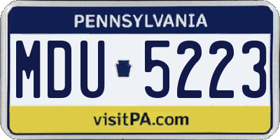 PA license plate MDU5223