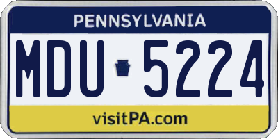 PA license plate MDU5224