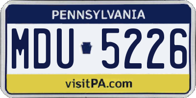 PA license plate MDU5226