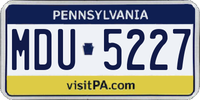 PA license plate MDU5227