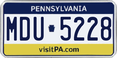 PA license plate MDU5228