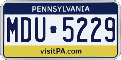 PA license plate MDU5229