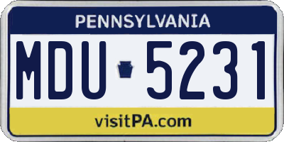 PA license plate MDU5231