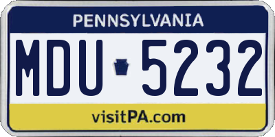 PA license plate MDU5232