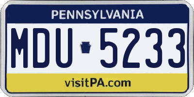 PA license plate MDU5233