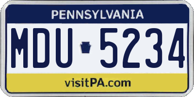 PA license plate MDU5234
