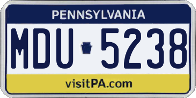 PA license plate MDU5238