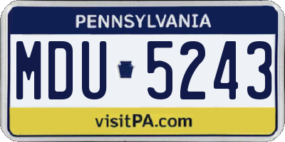 PA license plate MDU5243