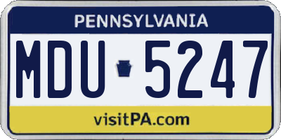 PA license plate MDU5247