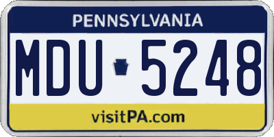 PA license plate MDU5248