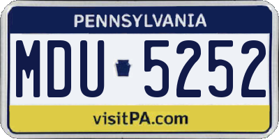 PA license plate MDU5252